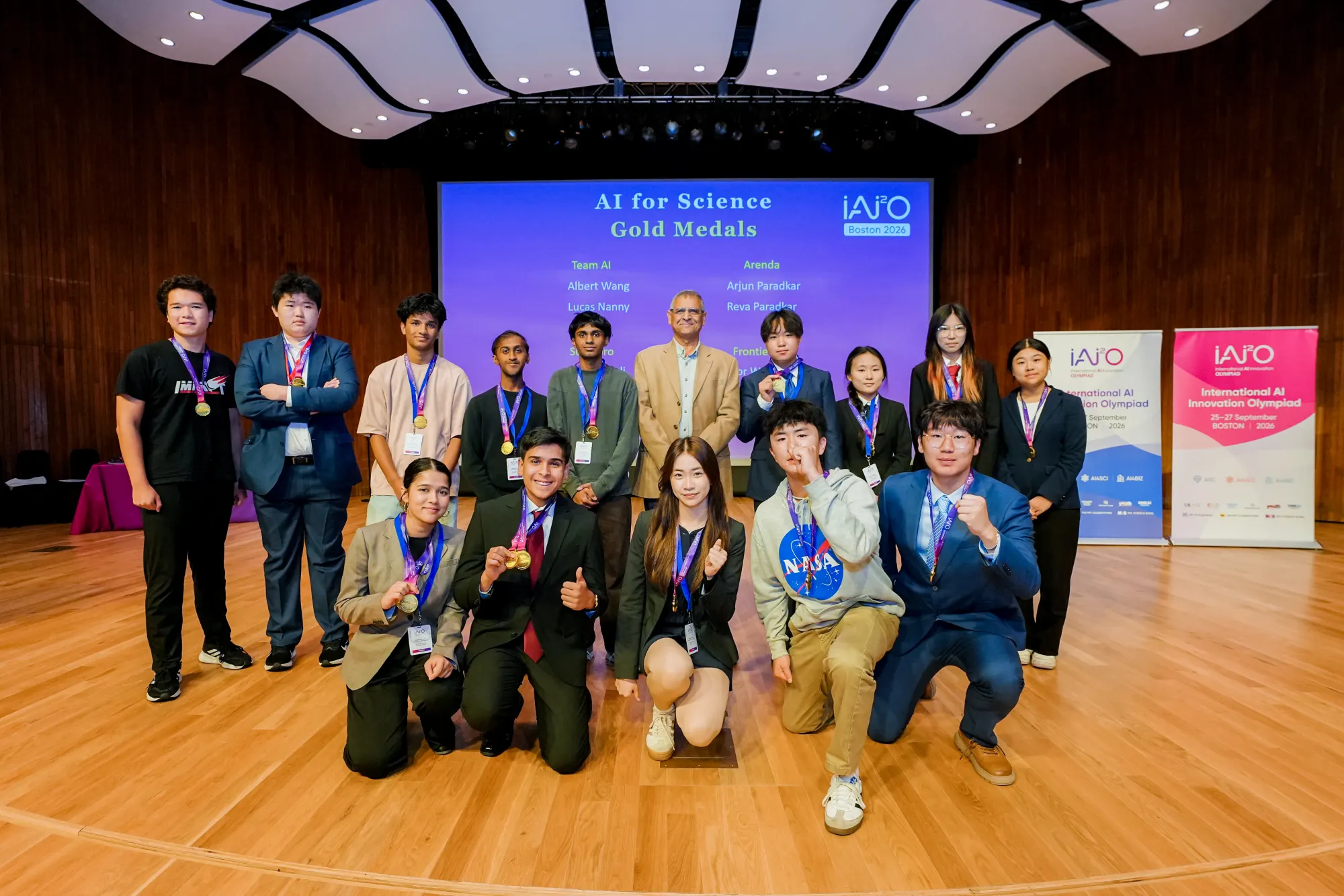 AI for Science gold medalists on stage at the Final Awards Ceremony